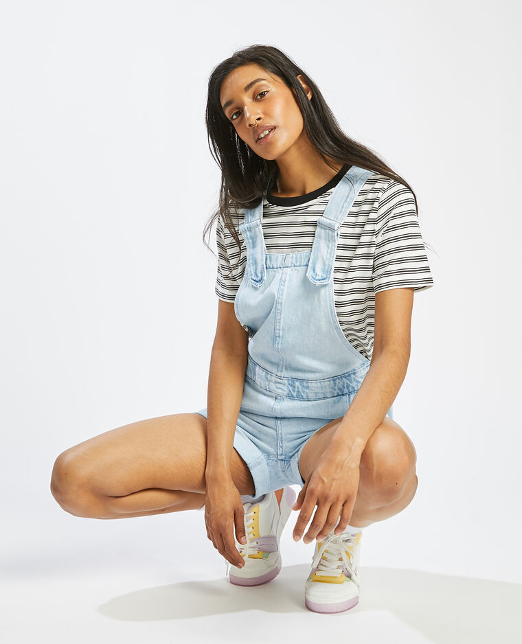 Salopette-short en jean bleu clair - Pimkie