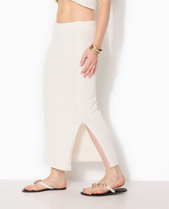 Jupe droite en maille effet bouclette blanc - Pimkie