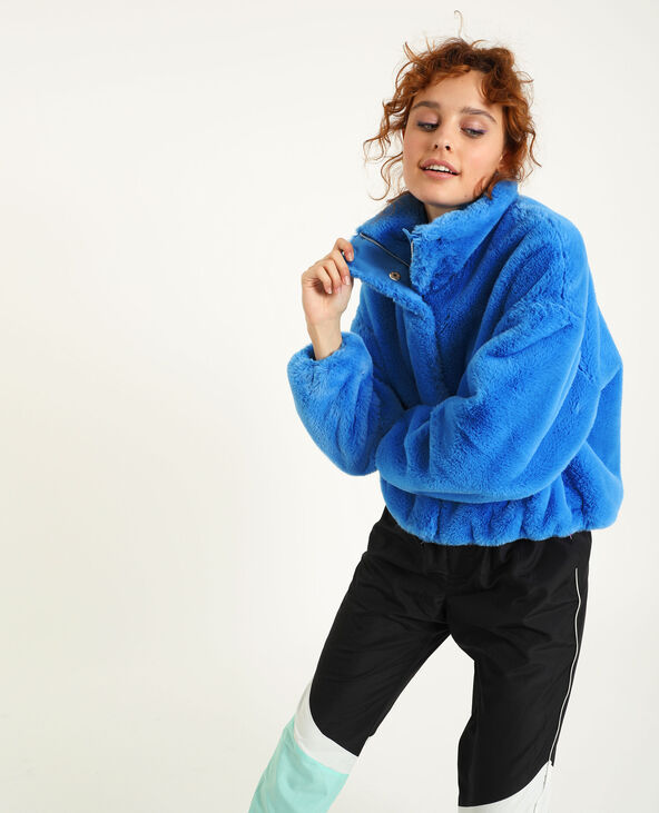 Blouson en fausse fourrure bleu - Pimkie