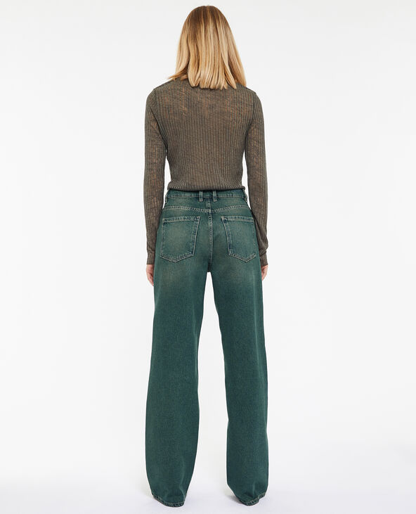 Jean wide taille haute effet dirty vert kaki - Pimkie