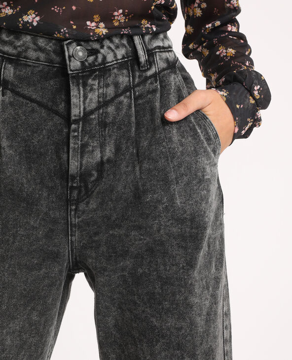 Jean mom acid wash gris foncé - Pimkie