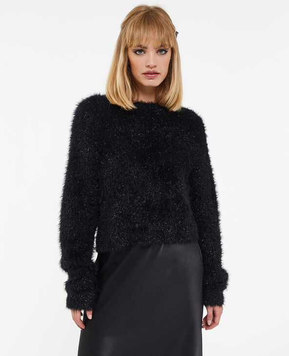 Pull court en maille poilue et lurex noir - Pimkie