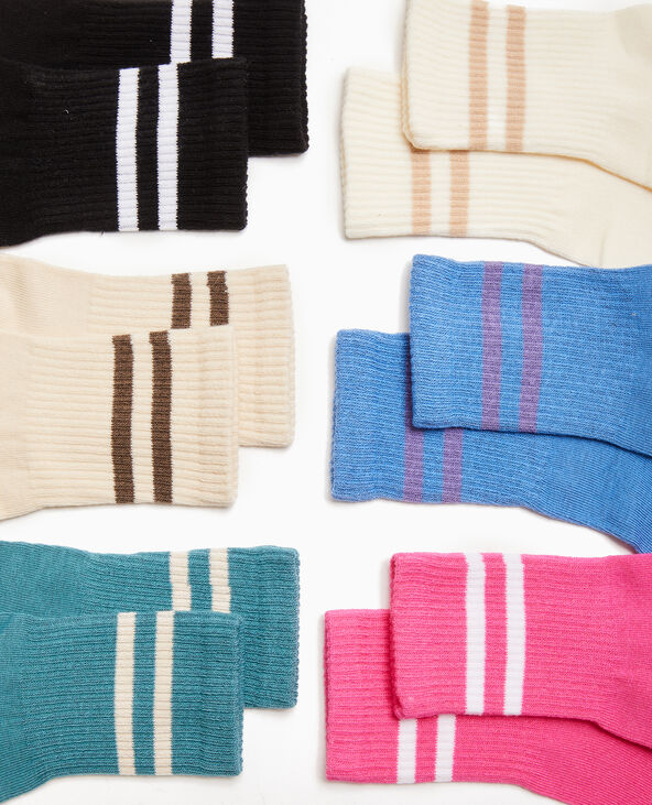 Paire de chaussettes avec bandes rose - Pimkie