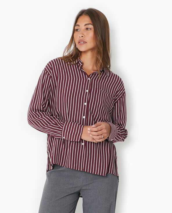 Chemise ample rayée bordeaux - Pimkie
