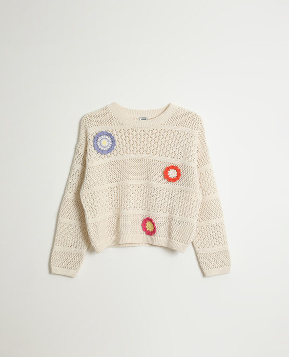 Pull en crochet blanc - Pimkie