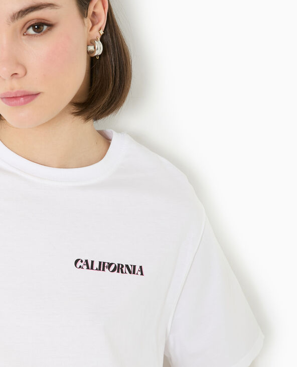 T-shirt ample avec print poitrine et dos blanc - Pimkie