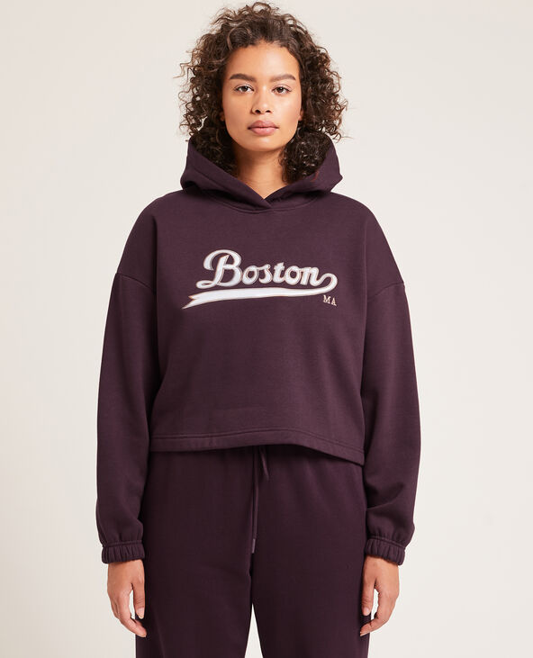 Sweat en molleton cropped bordeaux - Pimkie