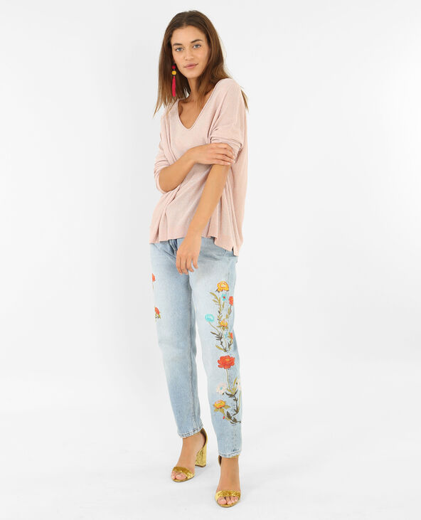 Pull en lurex rose clair - Pimkie