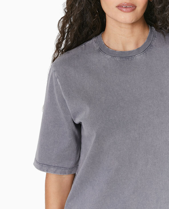 Robe t-shirt mi-longue délavée acid wash gris foncé - Pimkie