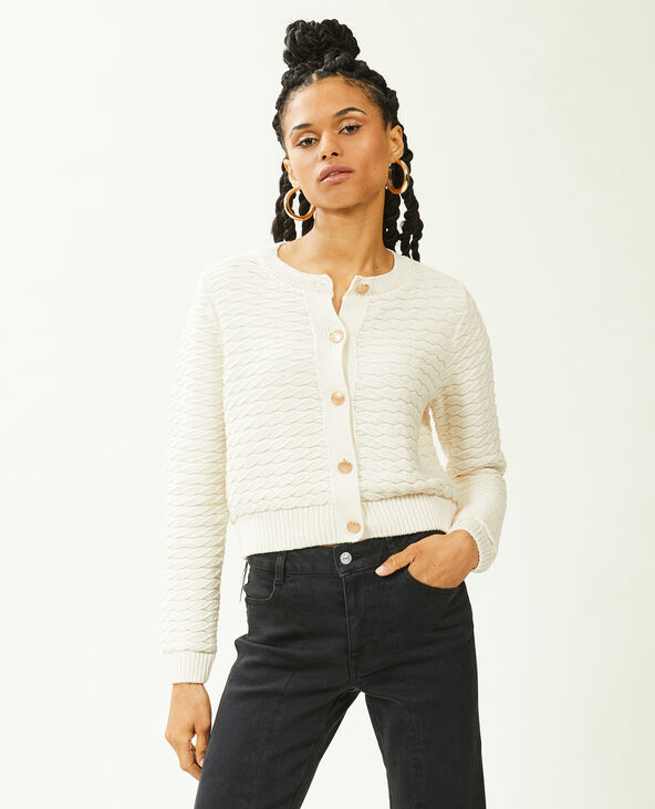 Gilet en maille reliéfée boutons marins blanc - Pimkie