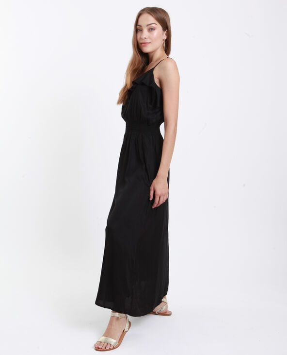 Robe longue avec volant noir - Pimkie