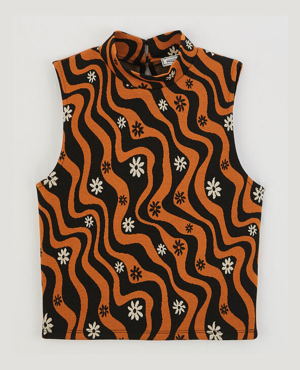 Top sans manches col montant marron - Pimkie