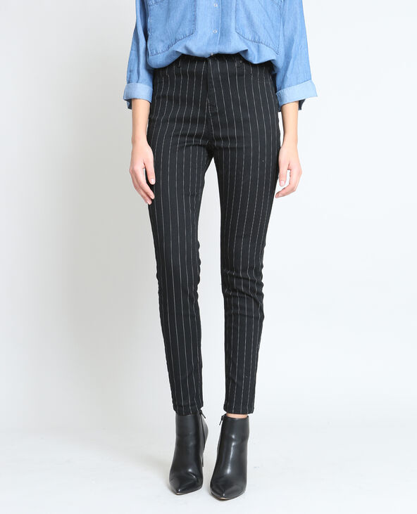 Pantalon skinny rayé noir - Pimkie