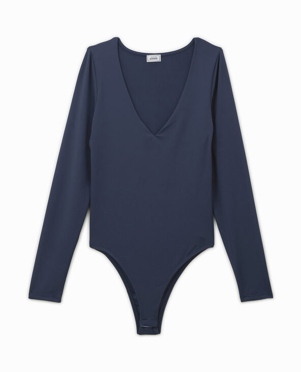 Body manches longues en matière gainante bleu marine - Pimkie