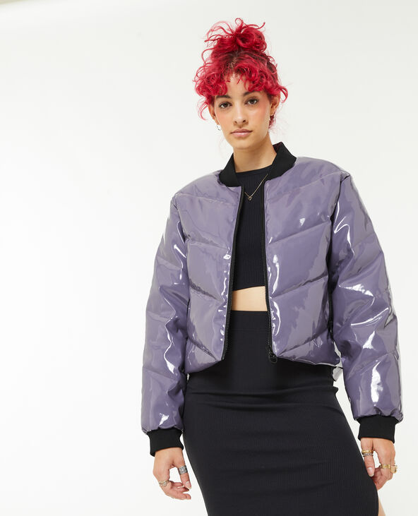 Doudoune forme teddy en vinyle lilas - Pimkie