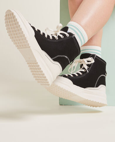 Baskets montantes en toile noir - Pimkie