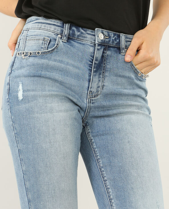 Jean skinny frangé à œillets bleu - Pimkie
