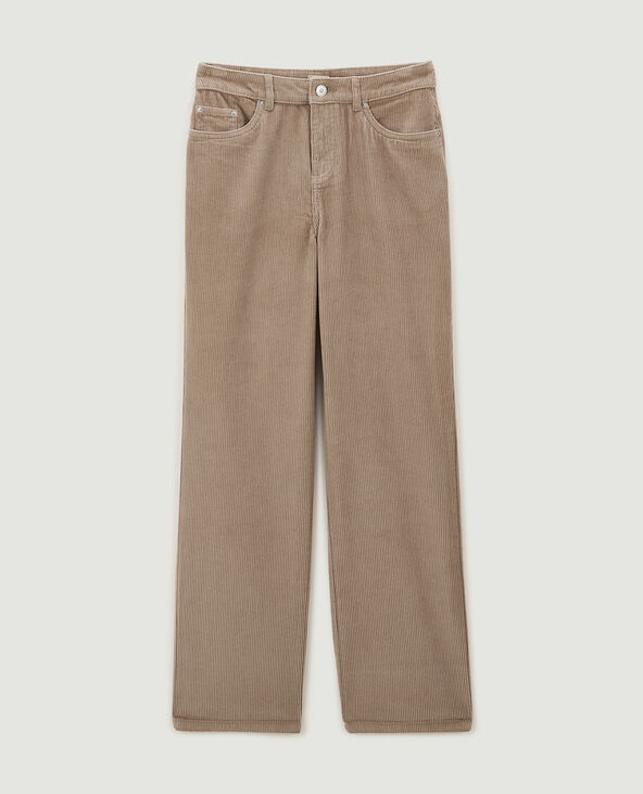 Pantalon droit en velours taupe - Pimkie