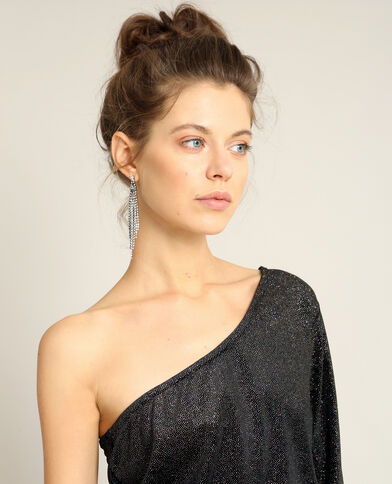 Top asymétrique glitter noir - Pimkie