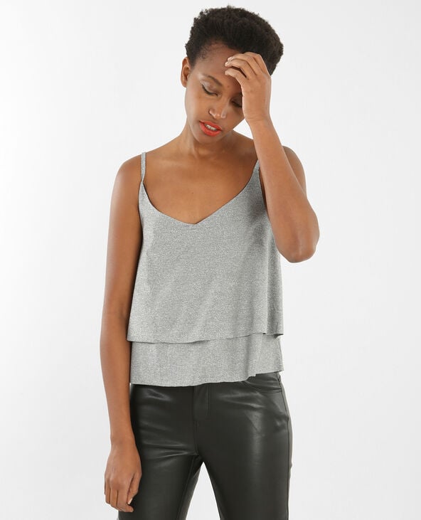 Top shiny fines bretelles gris foncé - Pimkie