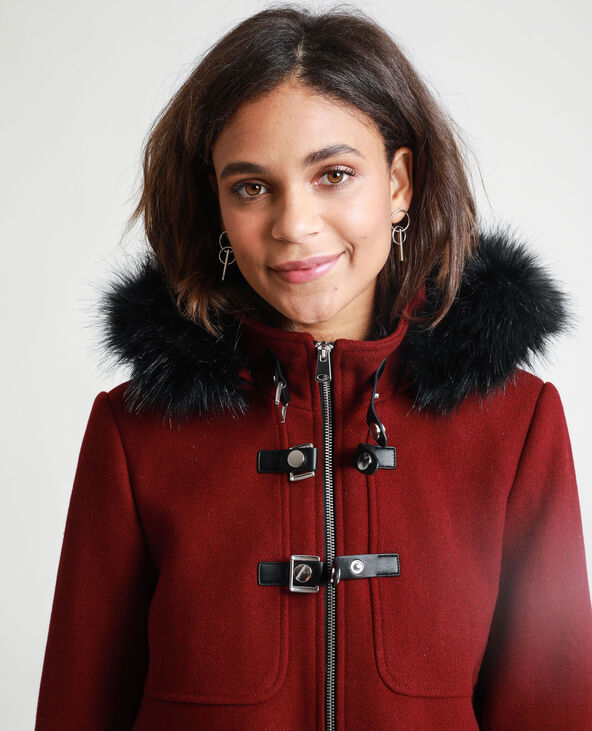 Manteau à capuche bordeaux - Pimkie
