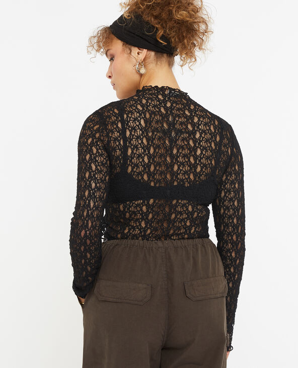 Top col montant en dentelle noir - Pimkie