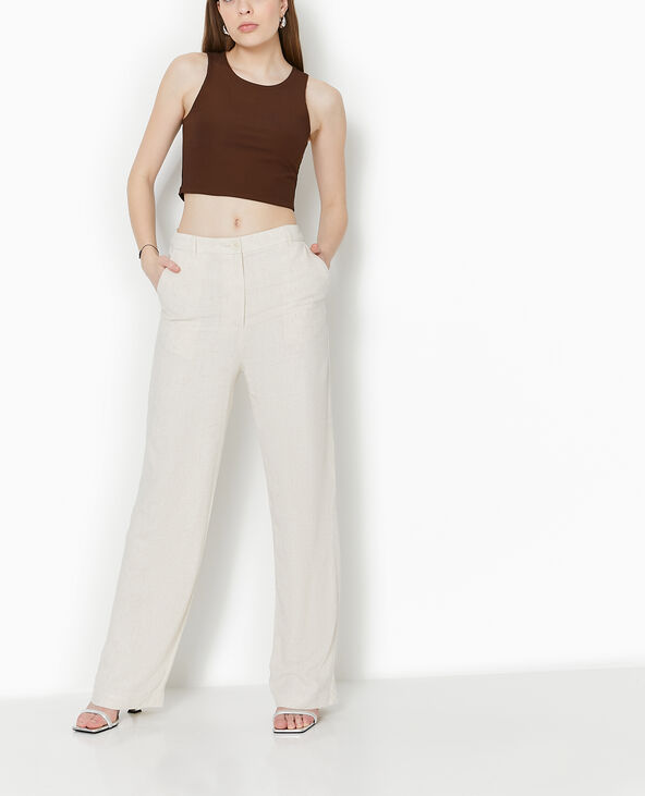Pantalon lin blanc best sale