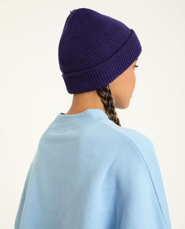 Bonnet avec revers violet - Pimkie