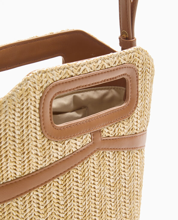 Sac en raphia et simili cuir beige - Pimkie
