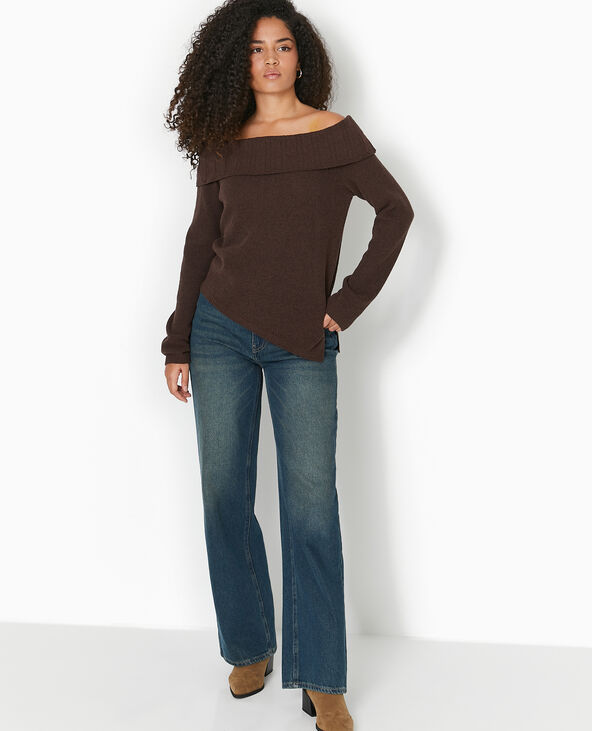 Pull encolure Bardot marron - Pimkie