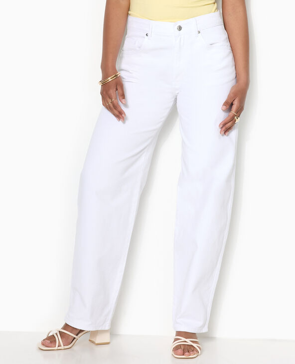 Jean barrel taille haute blanc - Pimkie