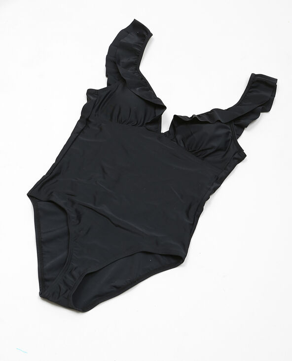 Maillot de bain une pièce à volants noir - Pimkie