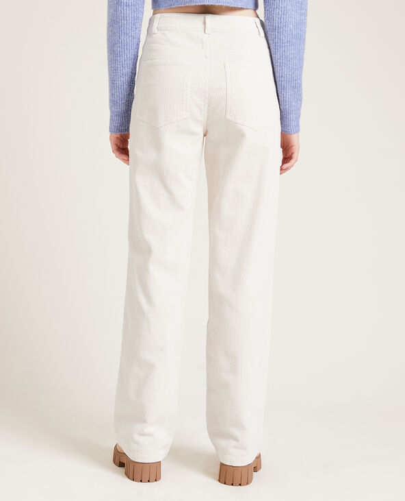 Pantalon droit en velours côtelé blanc - Pimkie
