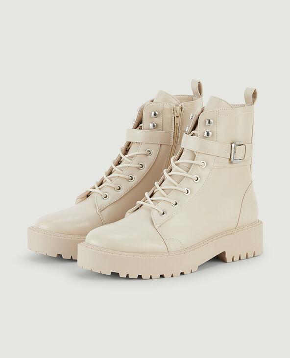 Boots à lacets semelles crantées blanc - Pimkie