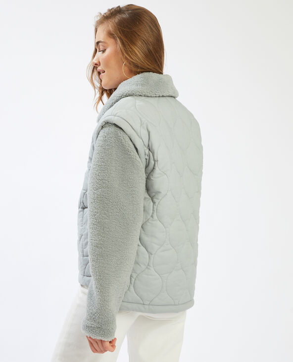 Veste bimatière à manches amovibles vert de gris - Pimkie