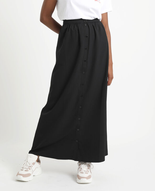 Jupe longue boutonnée noir - Pimkie