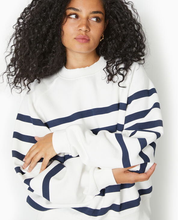 Sweat col rond rayé bleu - Pimkie