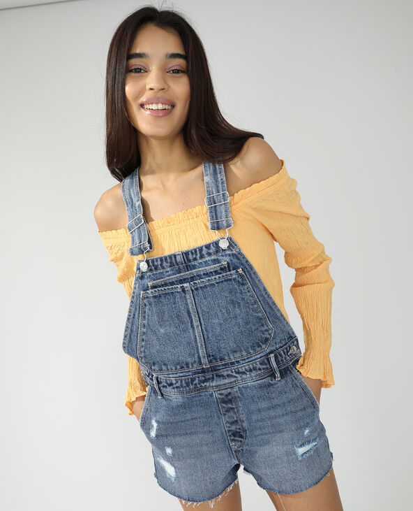 Salopette short en jean bleu - Pimkie