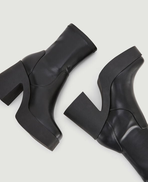 Boots plateforme à talon bouts carrés noir - Pimkie