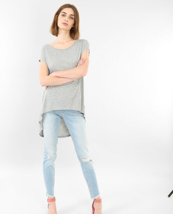 T-shirt long gris chiné - Pimkie