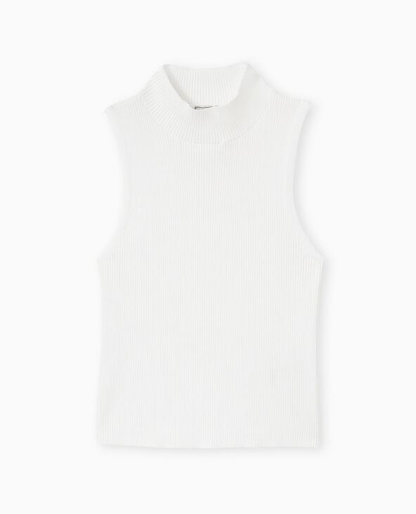 Pull sans manches en maille côtelée blanc - Pimkie