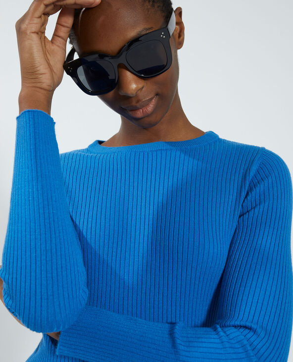Pull côtelé bleu électrique - Pimkie