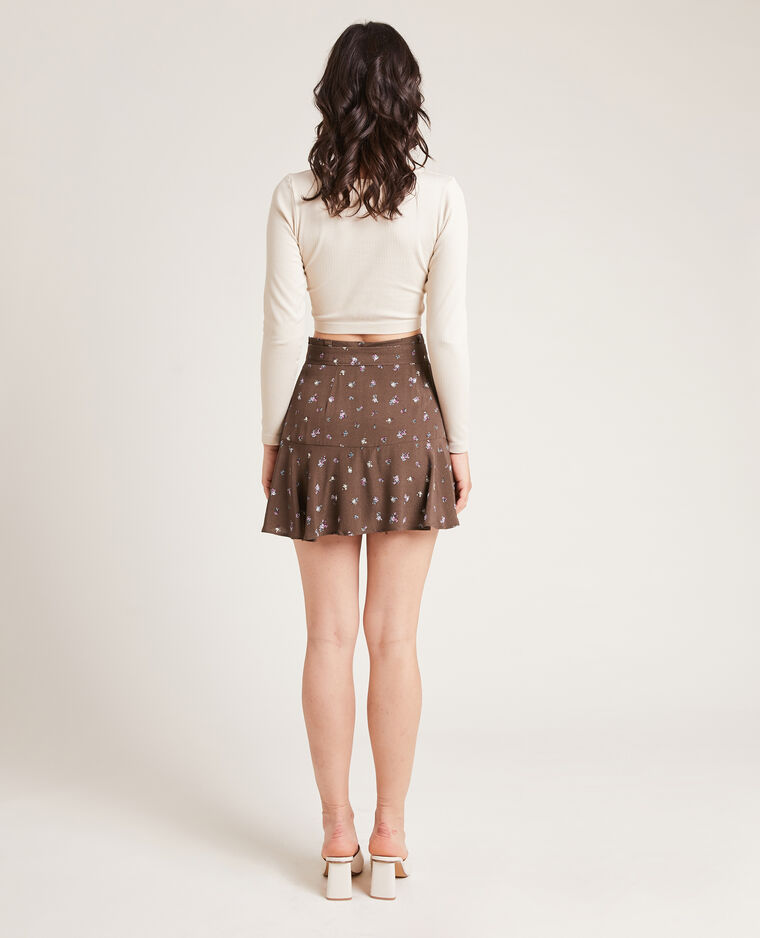 Jupe-short à volant taupe - Pimkie