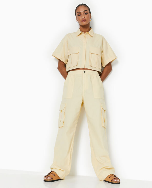 Pantalon large cargo beige - Pimkie