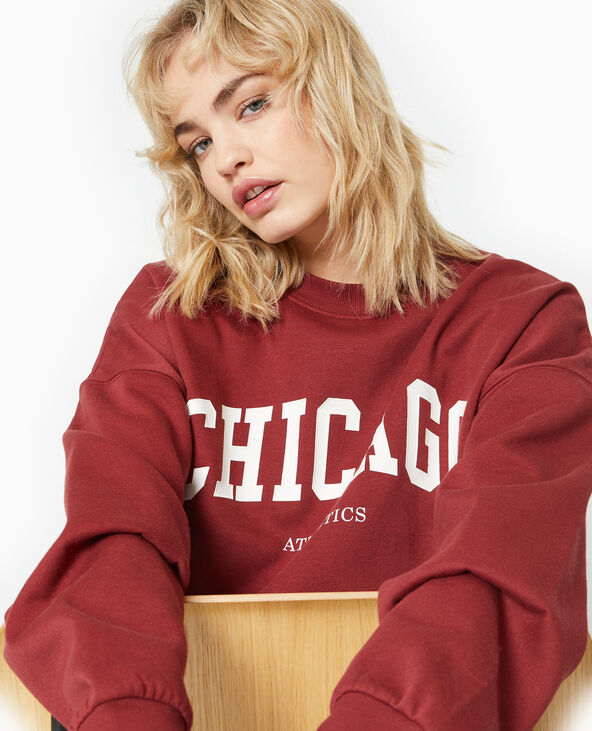Sweat oversize avec print CHICAGO bordeaux - Pimkie