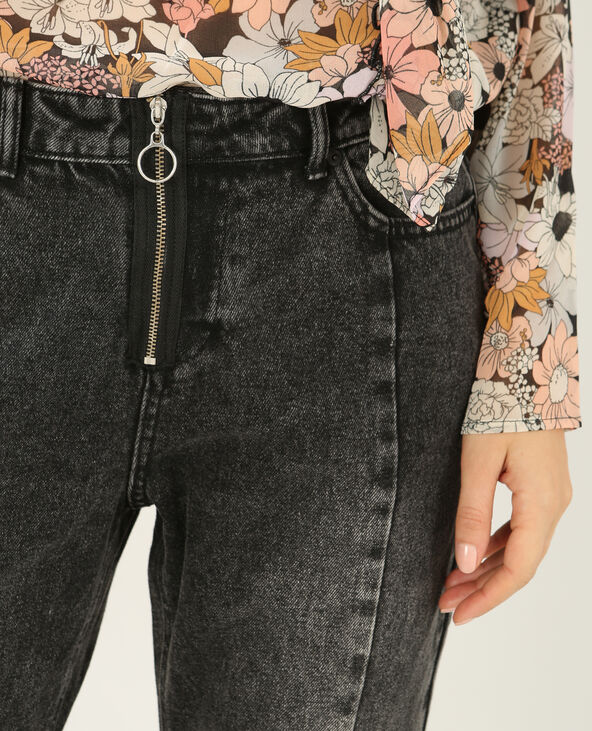 Jean mum zippé noir - Pimkie