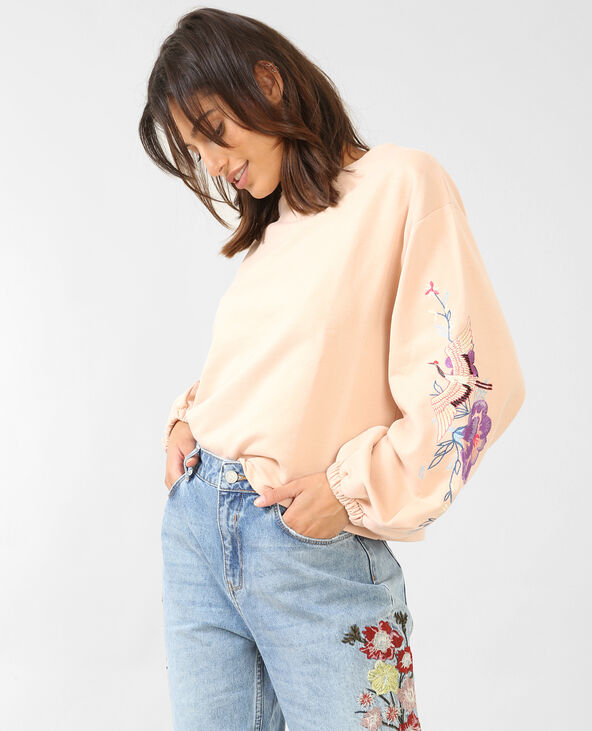 Sweat à broderies rose clair - Pimkie