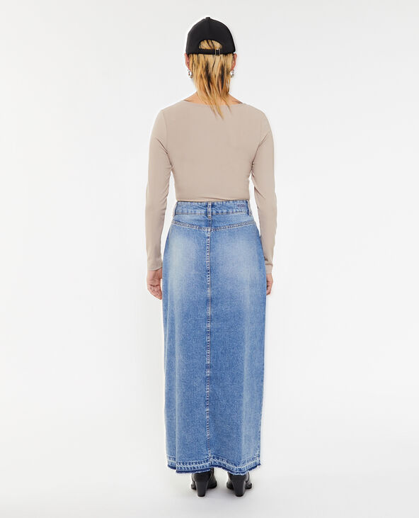 Jupe longue en jean bleu - Pimkie