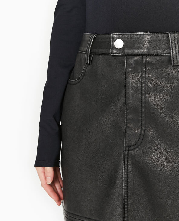 Jupe longue en faux cuir used avec poches gris foncé - Pimkie