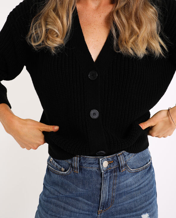 Gilet grosse maille noir - Pimkie